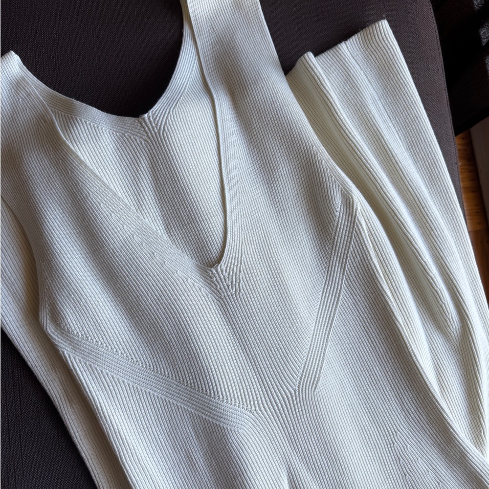 ROWIE the label designer white knit maxi dress